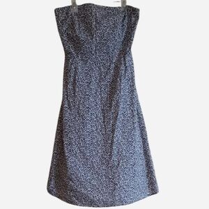 New York & Company Strapless Dress with White and Black Floral Pattern